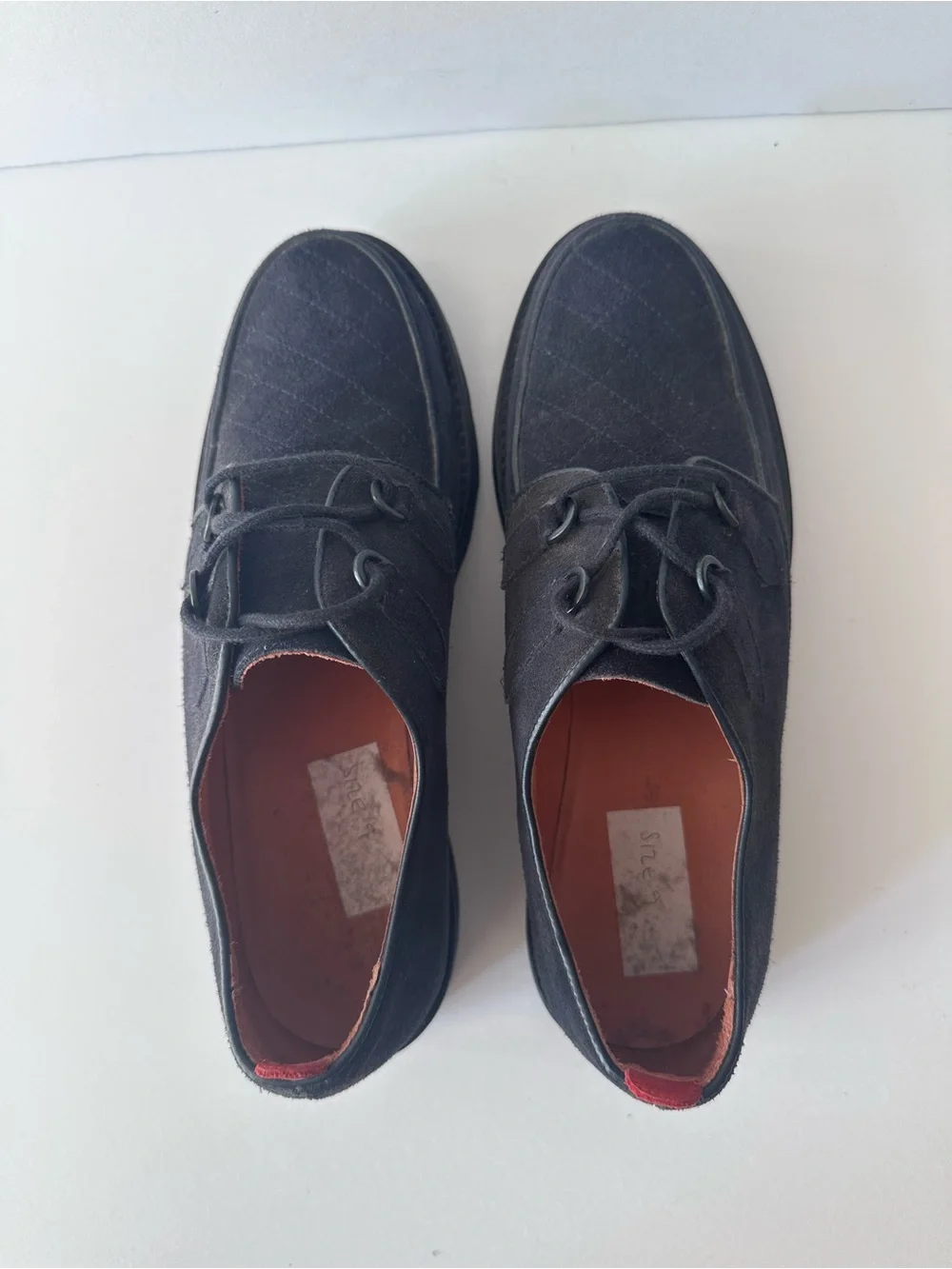 Oliver Spencer Navy Blue Suede Quilted Creepers